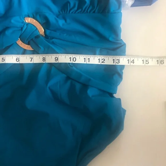 Spanx Halter Swimsuit One Piece Bayside Blue Shaping Slimming Belted Beauty - Picture 14 of 16